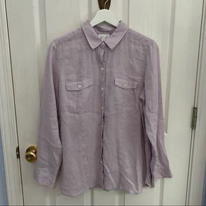 J Jill purple love linen button up shirt.